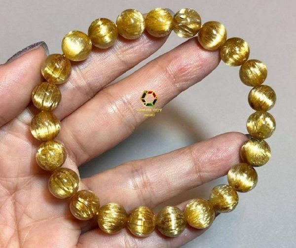 vòng tay thạch anh tóc vàng 8,6 ly