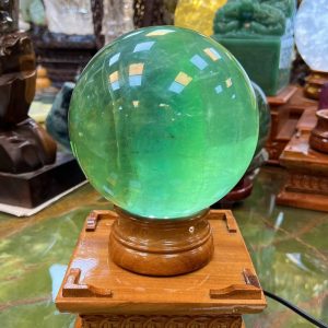 quả cầu ngọc fluorit xanh QCPT06