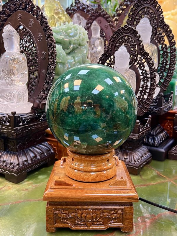 quả cầu phong thuỷ thạch anh dâu tây tuyết hoa 6.9kg